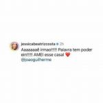 Neste domingo (02), a irmã de João Guilherme, Jéssica Beatriz, fez um comentário suspeito, o que aumentou os rumores de um possível romance entre o ator com Bruna Marquezine. Os fãs do suposto casal, amaram e estão prontos para shippar (Foto: Instagram)