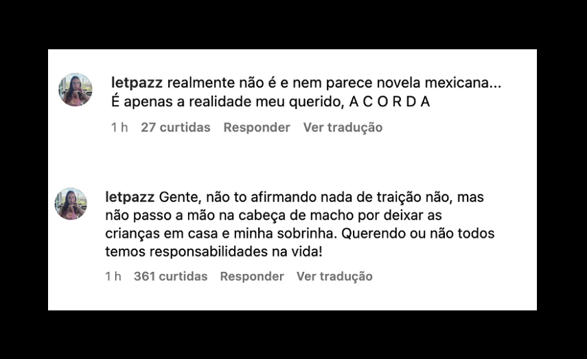 “Realmente não é e nem parece novela mexicana... É apenas a realidade meu querido, A C O R D A”, criticou a irmã de Cintia Dicker. (Foto: Instagram)