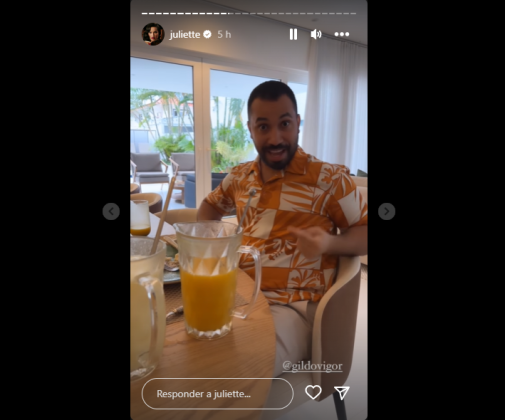 “O Gil estava contando aqui que os amigos dele foram perguntar se era verdade que eu estava namorando a Anitta”, explicou Juliette. (Foto: Instagram)