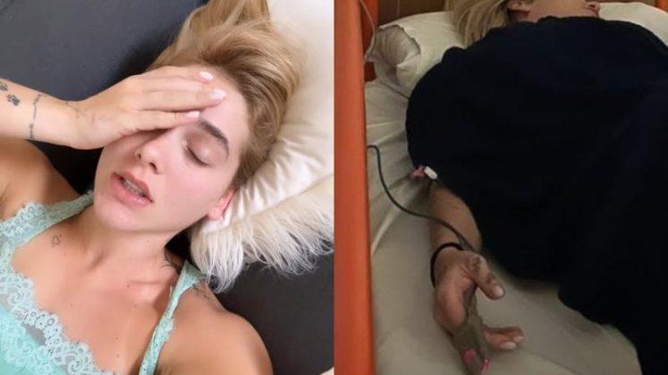 A youtuber surgiu em uma cama de hospital após horas sem fazer novas publicações. Ela contou que teve uma forte crise de enxaqueca. (Foto: Instagram)
