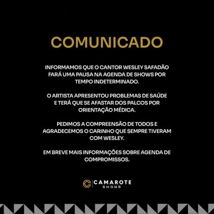 Os fãs de Wesley Safadão se assustaram após o comunicado que o cantor publicou em suas redes sociais, principalmente que eles não sabiam qual era o problema de saúde que afastou o artista dos palcos (Foto: Instagram)