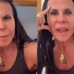 Gretchen expôs prints do vídeo onde um dentista chamou sua harmonização de "aberração facial" e criticou a atitude do profissional. (Foto: Instagram)