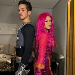 Os artistas escolheram se fantasiar dos protagonistas do filme "Shark Boy e Lava Girl". No Instagram, Maisa compartilhou uma foto dos dois juntos com a legenda "Sonhe sonhe sonhe sonhe sonhe sonhe". João Guilherme, por sua vez, declarou seu amor à "Lava Girl" nos comentários da postagem. "Te amo", escreveu ele. (Foto: Instagram)