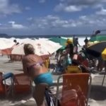 Nas redes sociais, imagens de banhistas que curtiam a praia e se assustaram com o que aconteceu, viralizaram. (Foto: reprodução vídeo Instagram)