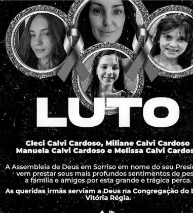 As vítimas, de acordo com a Polícia Civil, foram identificadas como Cleci Calvi Cardoso, de 46 anos, Miliane Calvi Cardoso, de 19 anos, Manuela Calvi Cardoso, 13 anos, e Melissa Calvi Cardoso, de 10 anos. (Foto: Instagram)