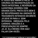 A cantora tranquilizou os fãs no Instagram, na madrugada desta sexta (1), após ter feito a cirurgia de retirada da bolsa de ileostomia. (Foto: Instagram)