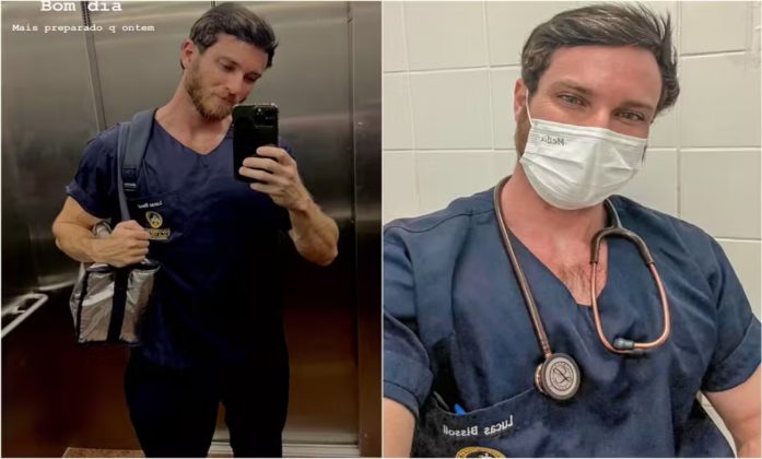 Estudante de medicina, ex-BBB Lucas Bissoli comemora primeiro plantão de 12 horas. (Foto Instagram)