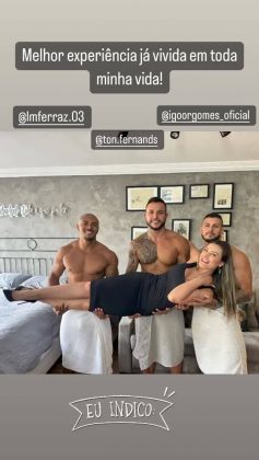 A modelo Andressa Urach surpreendeu ao ter revelado que gravou cenas com três atores de uma vez pela primeira vez, e deu detalhes. (Foto: Instagram)