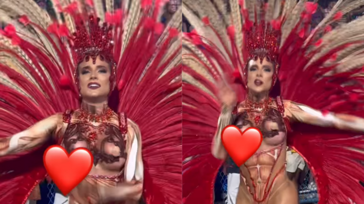 Gabi Martins passa perrengue com fantasia e fica com seios expostos durante desfile (Foto: Instagram)