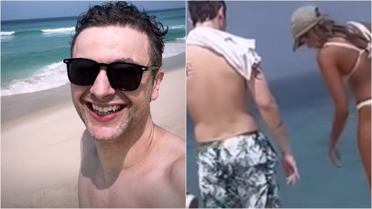 Lucas Lima é flagrado na praia com loira misteriosa. (Foto: montagem Instagram)