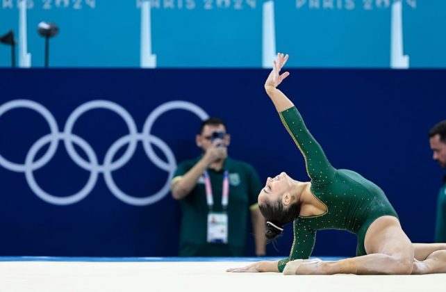 Neste domingo (28), a jovem ginasta brasileira Júlia Soares conquistou o coração dos fãs e se tornou um dos destaques da Olimpíada de Paris. (Foto: Divulgação/Conf. Brasileira de Ginástica)