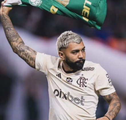 Gabigol gira camisa do Palmeiras em campo, após. (Foto: Reprodução Instagram)