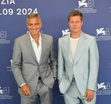 Clooney e Pitt chegaram juntos ao Festival de Veneza. (Foto: Instagram)