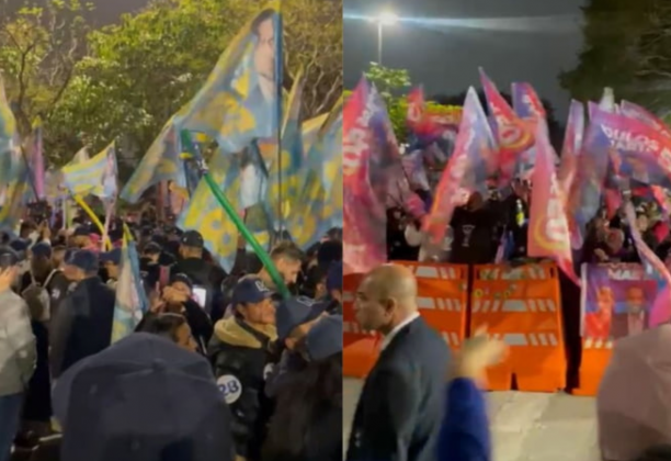 Apoiadores de Marçal e Boulos lotam frente da Globo durante debate. (Renan Porto/Metrópoles)