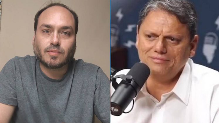 Carlos Bolsonaro ataca o governador Tarcísio de Freitas após as eleições: "Quem era ele?". (Foto: Instagram/YouTube)