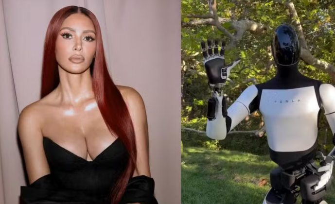 Kim Kardashian compra robô humanoide, da Tesla. (Foto: Reprodução Instagram)