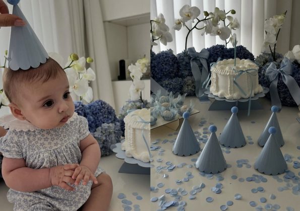 Amanda Kimberlly celebra quarto mês de vida de Helena, sua filha com Neymar (Foto: Instagram)