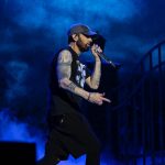 O rapper Eminem também subiu ao palco para endossar Kamala Harris em 22 de outubro. (Foto Instagram)