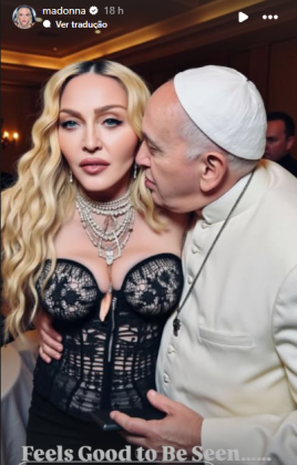 Madonna compartilhou fotos de IA com o Papa Francisco. (Foto: Instagram)