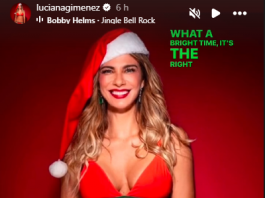 Luciana Gimenez escolheu um biquíni vermelho e verde para o Natal. (Foto: Instagram)