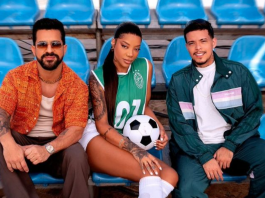 Dennis, Ludmilla e Felipe Amorim lançam “Jogadora Cara” com ação social em apoio ao futebol feminino. (Foto: Divulgação)