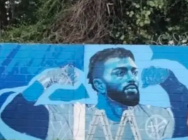 Cruzeiro faz homenagem à Gabigol, com pintura em muro. (Foto: Reprodução)