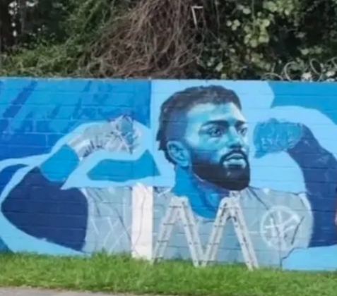 Cruzeiro faz homenagem à Gabigol, com pintura em muro. (Foto: Reprodução)