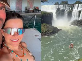 Maraisa visita Cataratas do Iguaçu ao lado do noivo Fernando Mocó (Foto: Instagram)