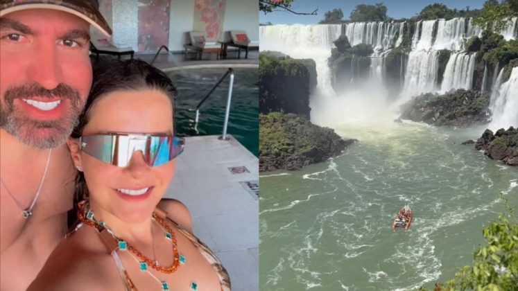 Maraisa visita Cataratas do Iguaçu ao lado do noivo Fernando Mocó (Foto: Instagram)