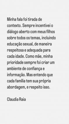 Claudia Raia quebrou o silêncio em torno das críticas que recebeu após revelar que deu um vibrador de presente à filha aos 12 anos. (Foto: Instagram)