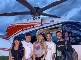 Virginia e Zé Felipe chegaram de helicóptero para estreia de Neymar no Santos (Foto: Instagram)