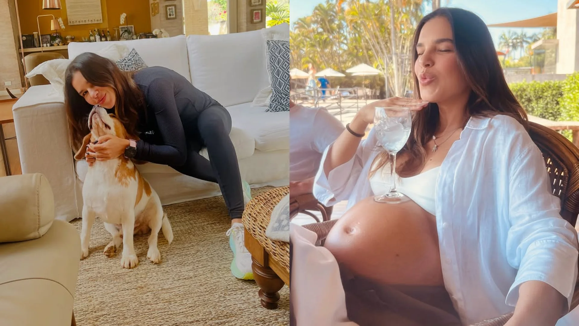 Aos 5 meses de gestação, Mariana Rios surge sorridente e equilibra taça na barriga (Foto: Instagram)