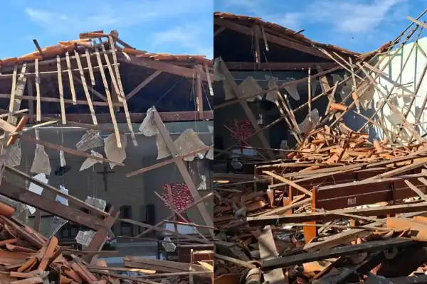 Teto da Igreja da Comunidade São Vicente Pallotti desaba e prédio fica destruído