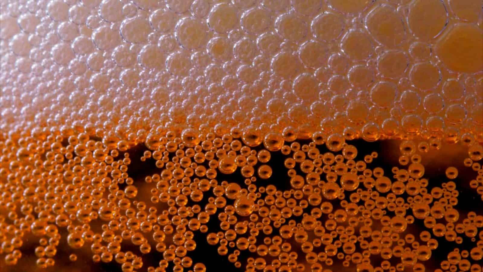 a close up of bubbles on a glass